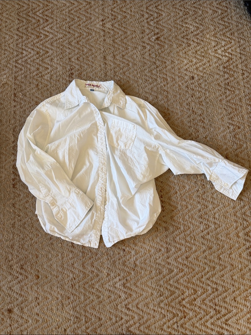 Free People White Button-Down Shirt - Relaxed Collared Top